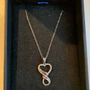 Silver Micro Pavé heart infinity pendant